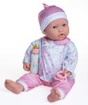 JC Toys/Berenguer - La Baby - Baby - White/Pink 2 Piece Outfit with Pacifier & Magic Bottle