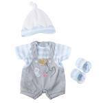 JC Toys/Berenguer - Berenguer Boutique - Gray Overall Shorts with Blue Stripes
